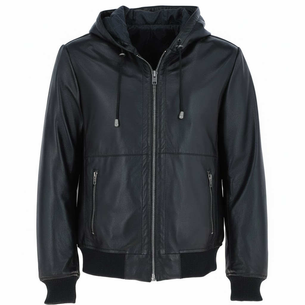 Men's Leather Hodded Jacket